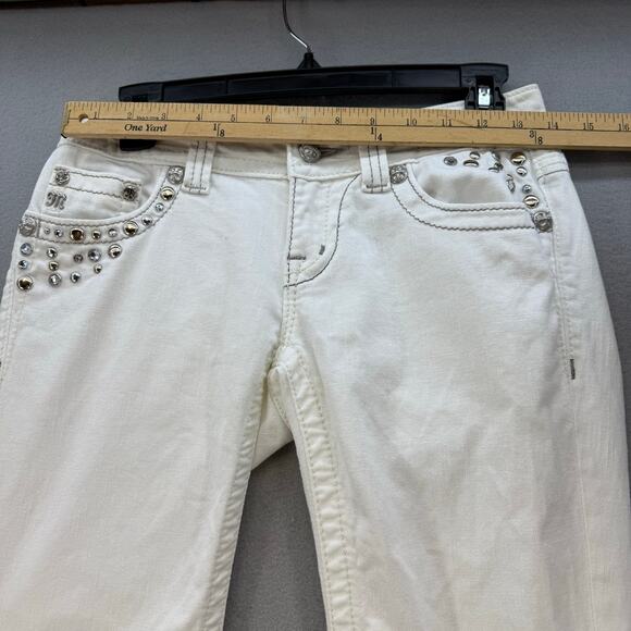 Miss Me Jeans Women's 26 (2) White Boot Cut Embellished Western Wear Summer - Picture 12 of 16
